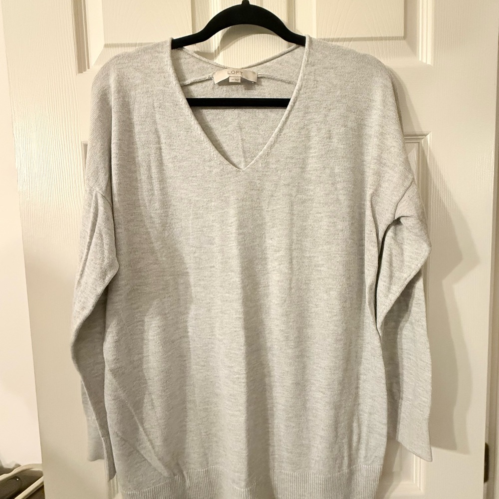 LOFT maternity Light Gray V-Neck Sweater
